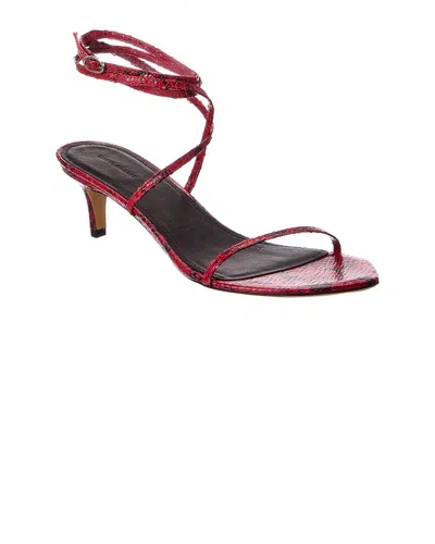 Isabel Marant Snake-embossed Leather Sandal In Red