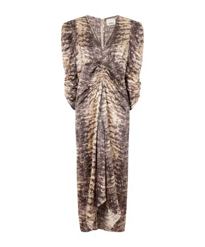 Isabel Marant Snake-print Silk Midi Dress In Neutral