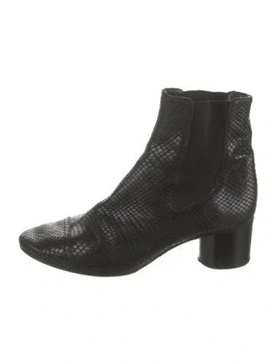 Pre-owned Isabel Marant Snakeskin Animal Print Chelsea Boots In Black