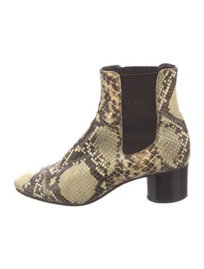 Pre-owned Isabel Marant Snakeskin Animal Print Chelsea Boots In Green