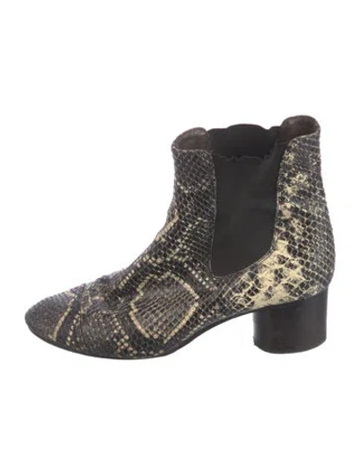 Pre-owned Isabel Marant Snakeskin Animal Print Chelsea Boots In Multi