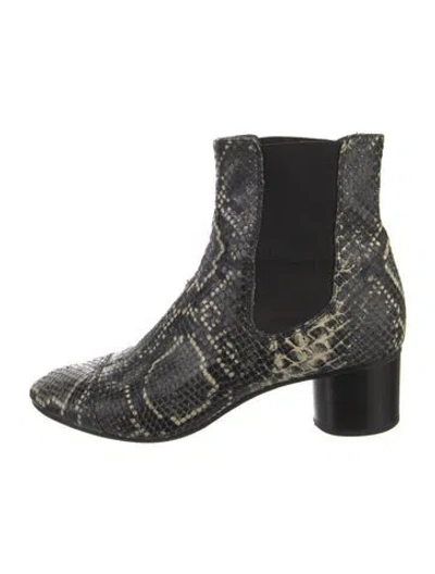 Pre-owned Isabel Marant Snakeskin Animal Print Chelsea Boots In Neutral