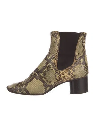 Pre-owned Isabel Marant Snakeskin Animal Print Chelsea Boots In Neutral