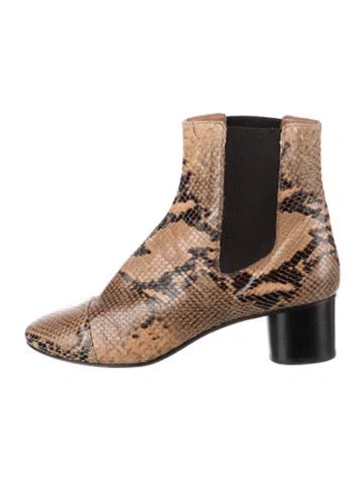 Pre-owned Isabel Marant Snakeskin Animal Print Chelsea Boots In Neutral