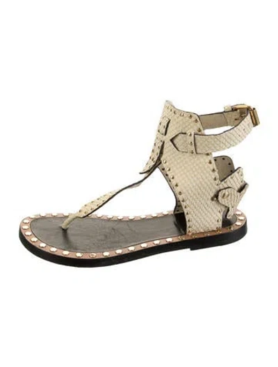 Pre-owned Isabel Marant Snakeskin Animal Print Gladiator Sandals In Neutral