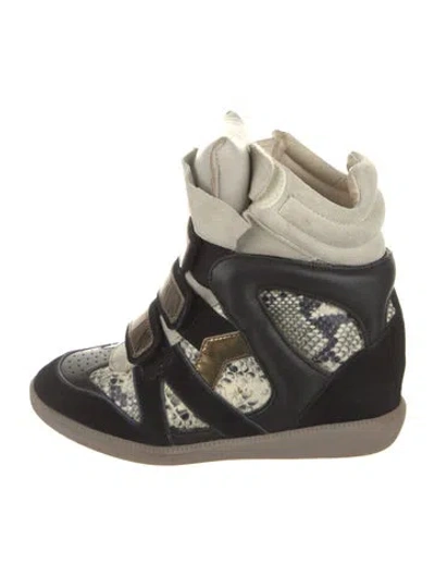Pre-owned Isabel Marant Snakeskin Animal Print Wedge Sneakers In Multi