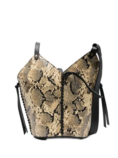 Isabel Marant Snakeskin-print Drawstring Tote Bag In Black
