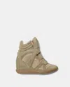Isabel Marant Bekett 80mm Suede Sneakers In Taupe
