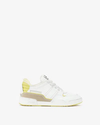 Isabel Marant Emree Sneakers In White Suede And Leather In Light Yellow-yellow