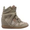 Isabel Marant Womens Taupe Bekett Suede High-top Trainers Eur 37 / 4 Uk