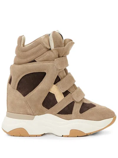 Isabel Marant Sneakers Balskee Alte In Pelle Scamosciata Con Zeppa In Nude