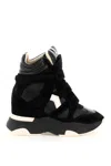 Isabel Marant Balskee Leather And Suede High-top Wedge Sneakers In Black