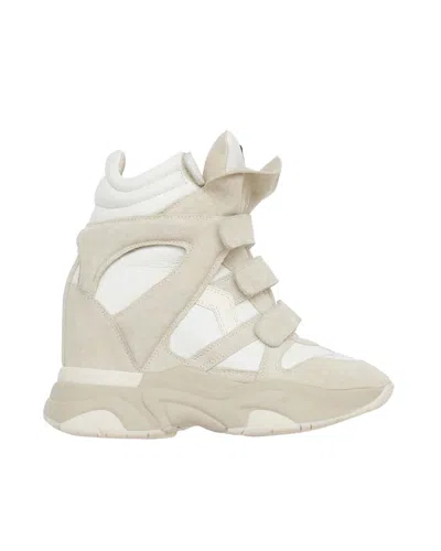 Isabel Marant White Balskee Suede Sneakers In Animal Print
