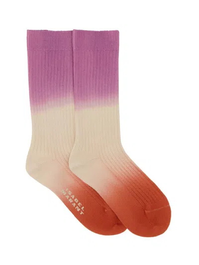 Isabel Marant Gradient Ribbed-knit Socks In Multi