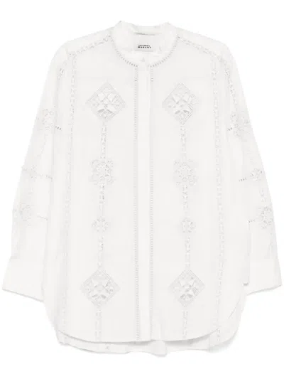 Isabel Marant Soeline Openwork Poplin Shirt In White
