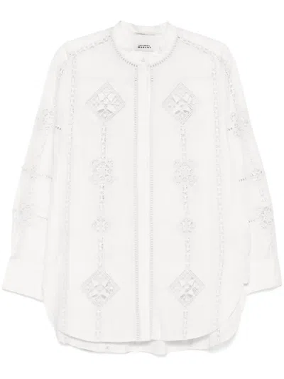 Isabel Marant Soeline Openwork Poplin Shirt In White