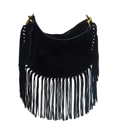 Isabel Marant Soft Leather Shoulder Bag With Fringe Detail In Black
