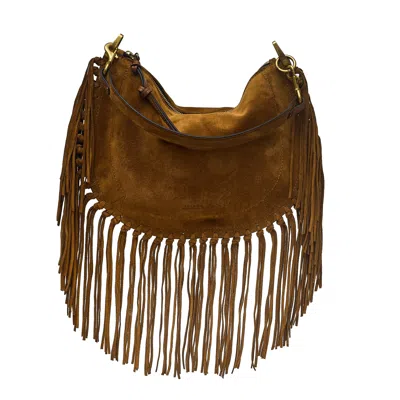 Isabel Marant Soft Leather Shoulder Bag With Zip Closure And Fringe Detailing In Brown