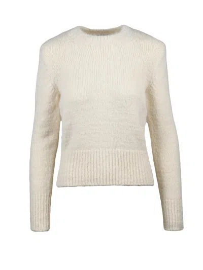 Isabel Marant Soft-textured Crewneck Sweater With Ribbed Detailing In Neutral