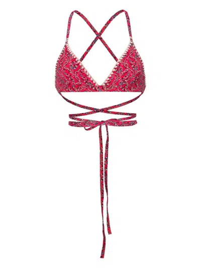 Isabel Marant Solange Wraparound Bikini Set In Cranberry,multi