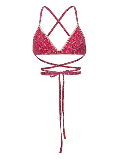 Isabel Marant Solange Graphic-print Bikini Top In Red