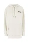 Isabel Marant Oversize Cotton Blend Sweatshirt With Drawstring Hood In Beige