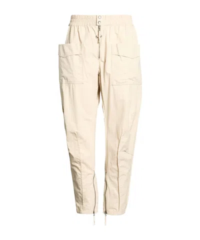 Isabel Marant Solid Color Canvas Casual Pants In Nude