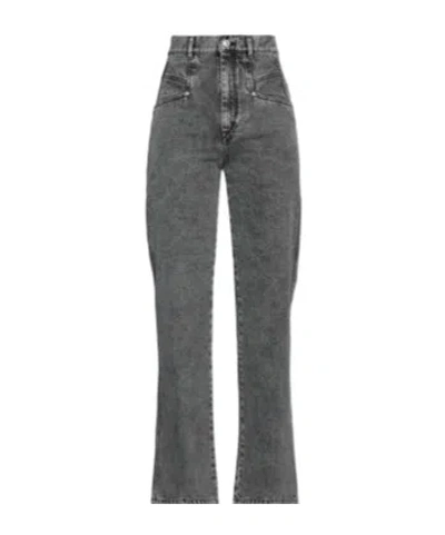 Isabel Marant Solid Color High Waist Straight Leg Jeans In Black