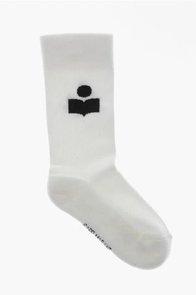 Isabel Marant Solid-color Socks With Contrasting Logo In White