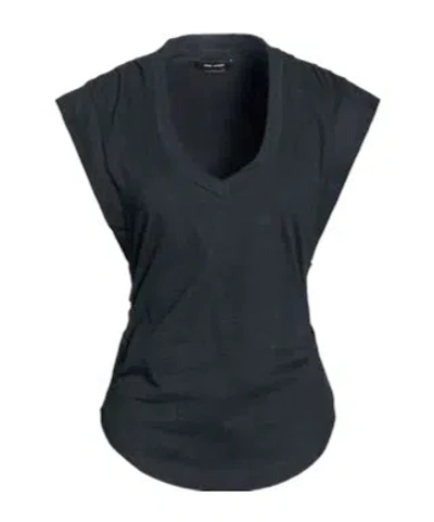 Isabel Marant Solid V-neck Short Sleeve T-shirt In Black