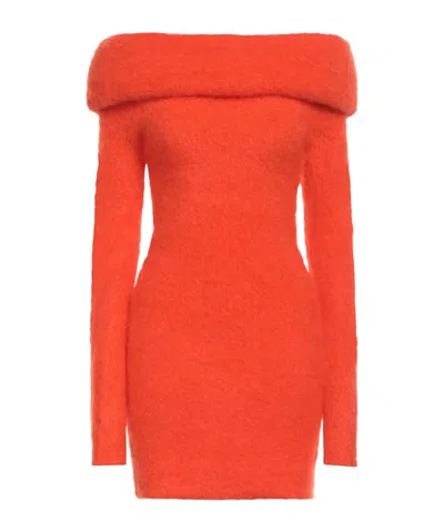 Isabel Marant Solidcolor Fitted Knit Midi Dress In Orange