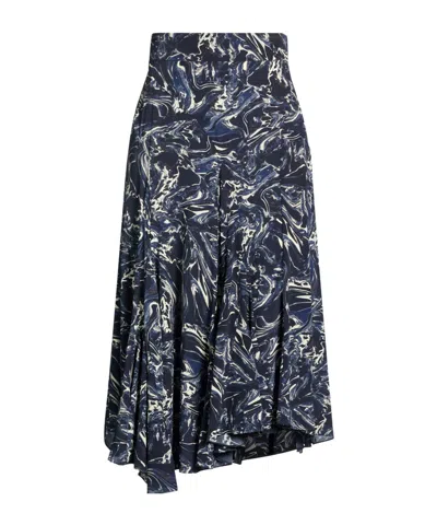 Isabel Marant Solid-colored Satin Midi Skirt In Blue