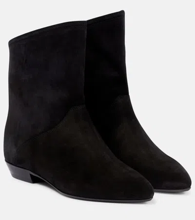 Isabel Marant Solvan Suede Ankle Boots In Black