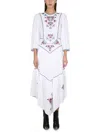 Isabel Marant Sonia Asymmetric Pleated Embroidered Crepe De Chine Midi Dress