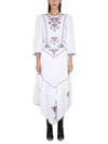 Isabel Marant Sonia Asymmetric Pleated Embroidered Crepe De Chine Midi Dress In White