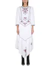 Isabel Marant Sonia Asymmetric Pleated Embroidered Crepe De Chine Midi Dress In White