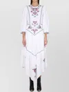 Isabel Marant Sonia Asymmetric Pleated Embroidered Crepe De Chine Midi Dress