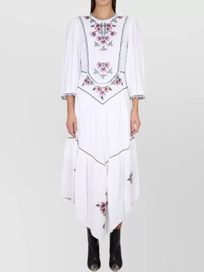 ISABEL MARANT SONIA EMBROIDERED TIERED ASYMMETRIC DRESS