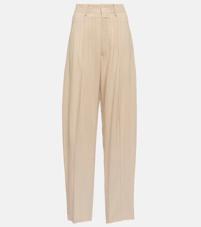 Isabel Marant Pinstriped High-rise Pants In Yellow