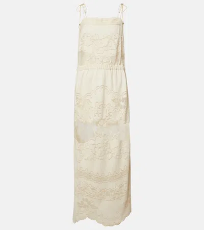 Isabel Marant Souane Embroidered Cotton-blend Midi Dress In White