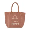 Isabel Marant Spacious Cotton Shopper Bag With Contrasting Logo In Brown