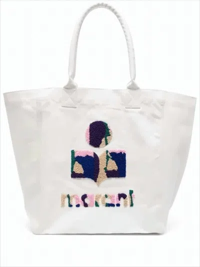 Isabel Marant Spacious Off-white Shoulder Bag With Textured Embroidery