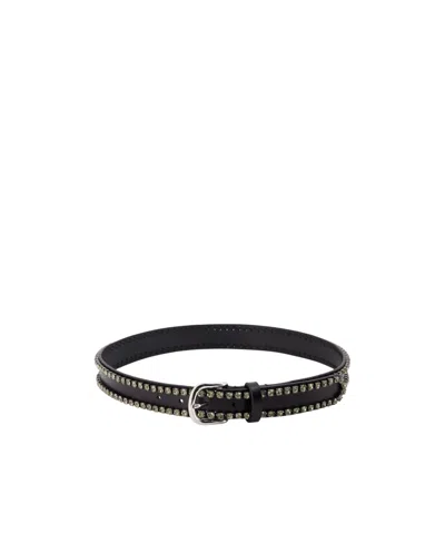 Isabel Marant Sparkling Rhinestone Leather Belt In Transparent