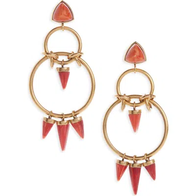 ISABEL MARANT ISABEL MARANT SPIKE CHARM DOUBLE DROP FRONTAL HOOP EARRINGS
