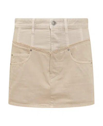 Isabel Marant Spliced Denim Skirt In Nude