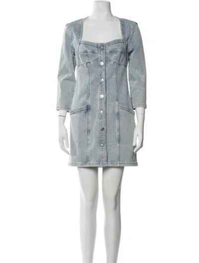 Pre-owned Isabel Marant Square Neckline Mini Dress In Blue