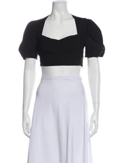 Pre-owned Isabel Marant Square Neckline Short Sleeve Crop Top In Black