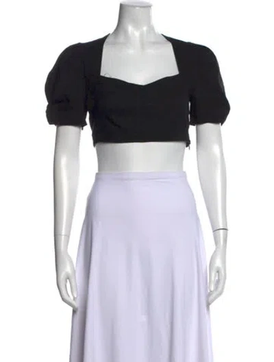 Pre-owned Isabel Marant Square Neckline Short Sleeve Crop Top In Black