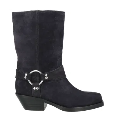 Isabel Marant Square-toe Block-heel Denim Ankle Boots In Black