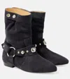 Isabel Marant Stania Studded Suede Ankle Boots In Black